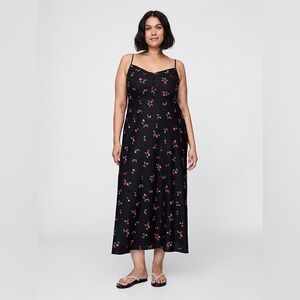 Linen-blend Maxi Slip Dress by Gap in Cherry Size XL